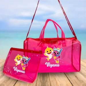 Personalized Baby Shark Jelly Duffle Bag and Pouch Combo