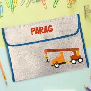 Personalized Crane Truck Jute Folders