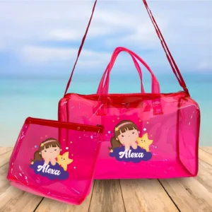 Personalized Girl & Star Jelly Duffle Bag and Pouch Combo