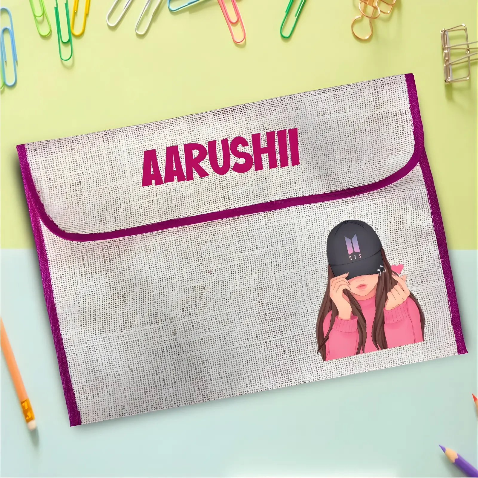 Personalized K-pop Girl Jute Folders