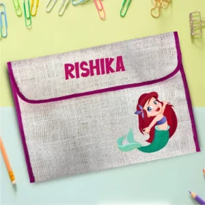 Personalized Little Mermaid Girl Jute Folders