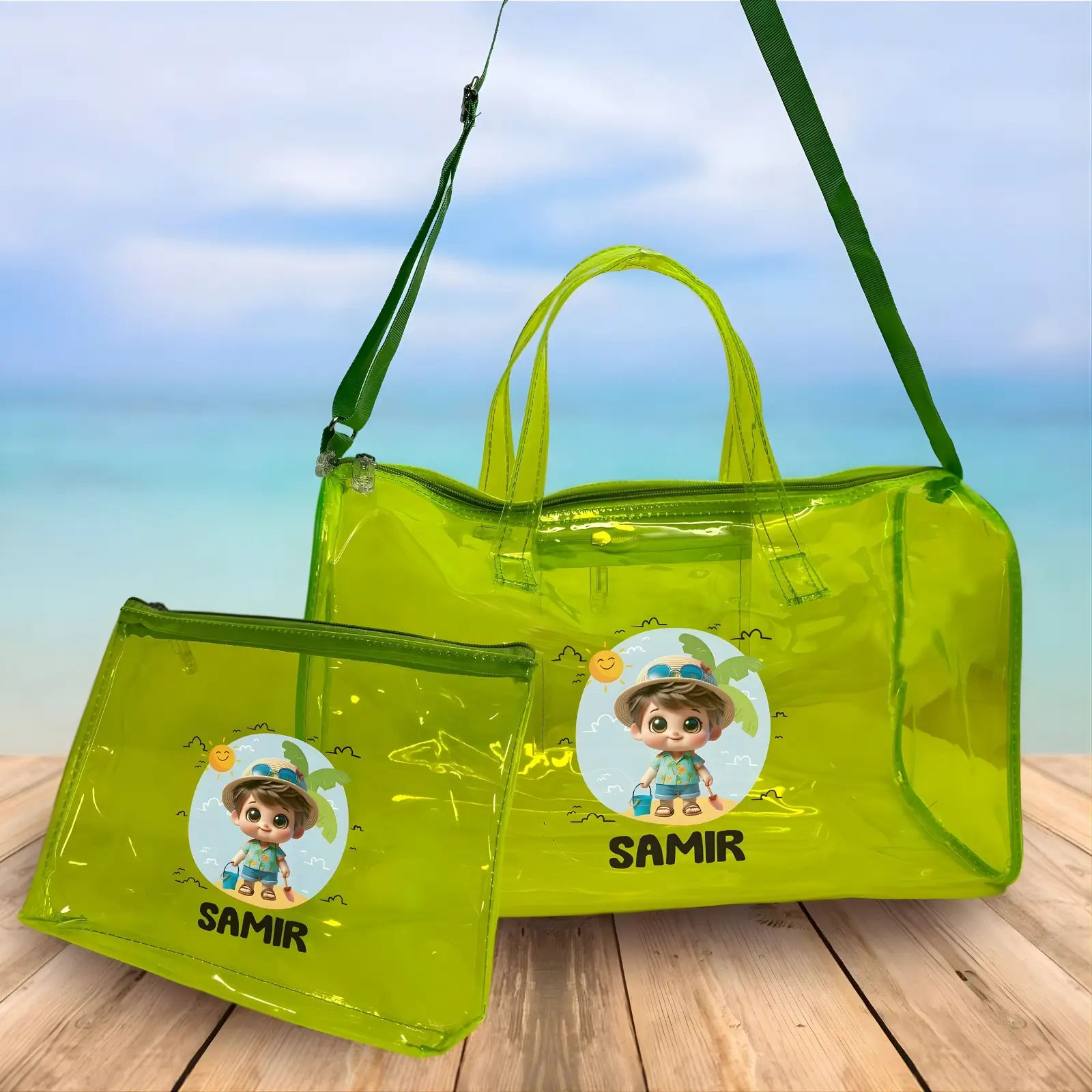 Personalized Little Traveller Jelly Duffle Bag and Pouch Combo