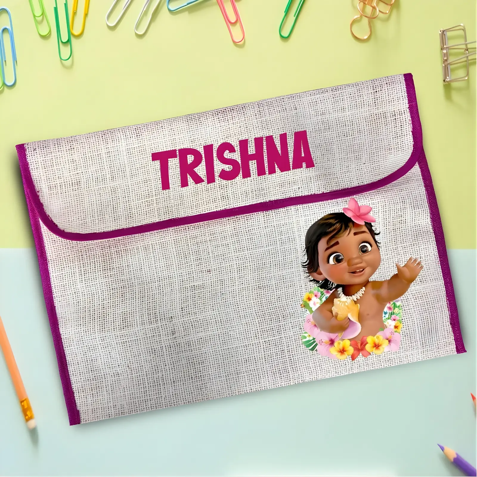 Personalized Moana Jute Folders
