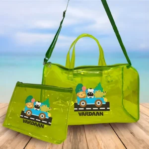 Personalized Safari Animals Jelly Duffle Bag and Pouch Combo