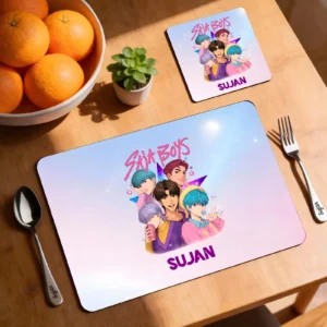 Personalized Saja Boys K -Pop Demon Hunter Placemat and Coaster Combo