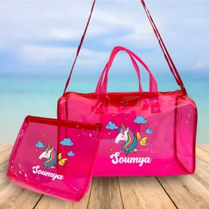 Personalized Unicorn Jelly Duffle Bag and Pouch Combo