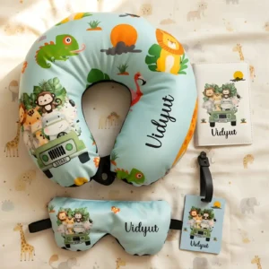 Personalized Wild Safari Travel Neck Pillow, Passport Cover, Bag Tag and Eye Mask Combo
