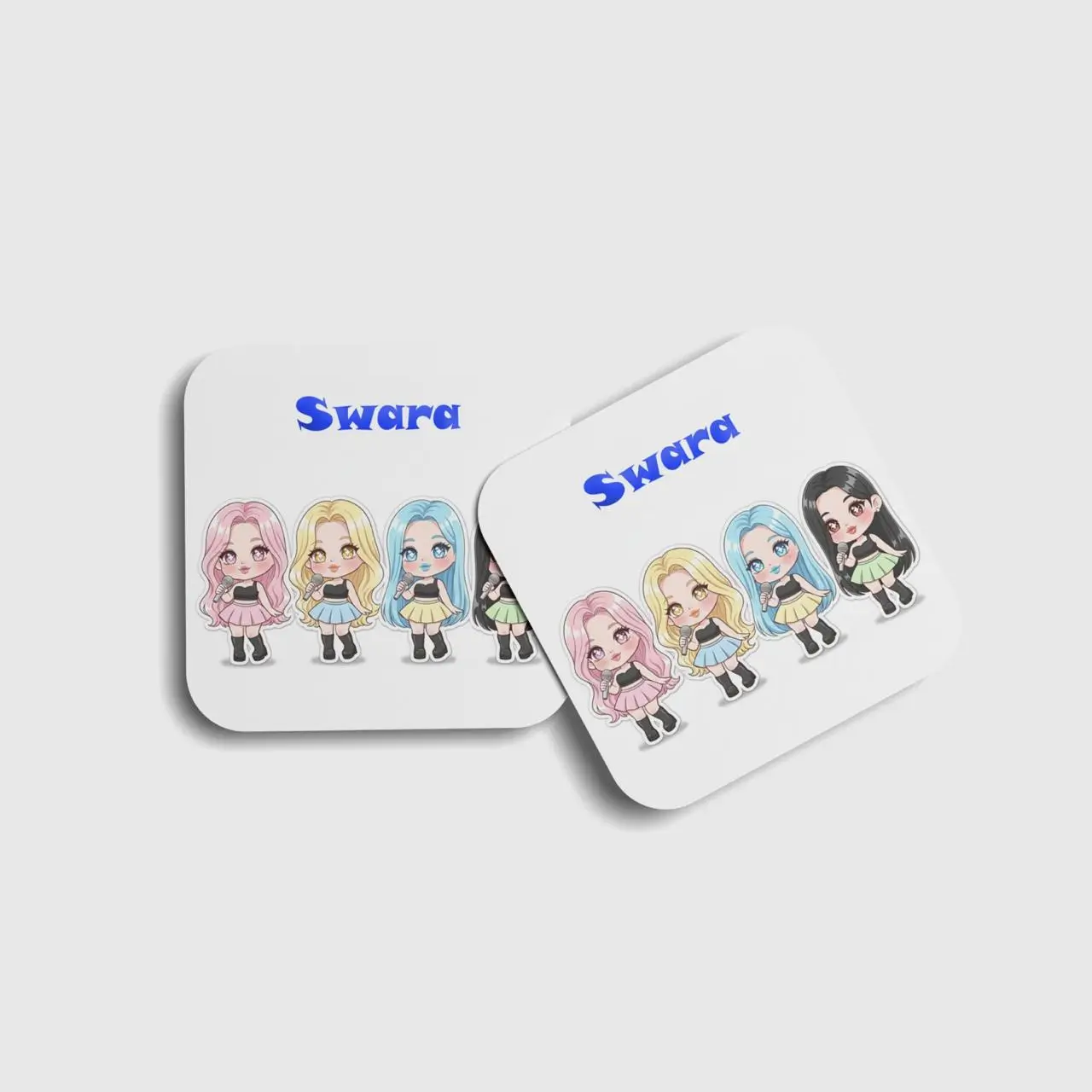 Chibi Anime Girl Personalized Coaster (Set of 2)