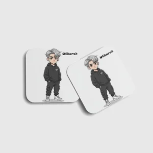 Cool Hoodie Boy Personalized Coaster (Set of 2)