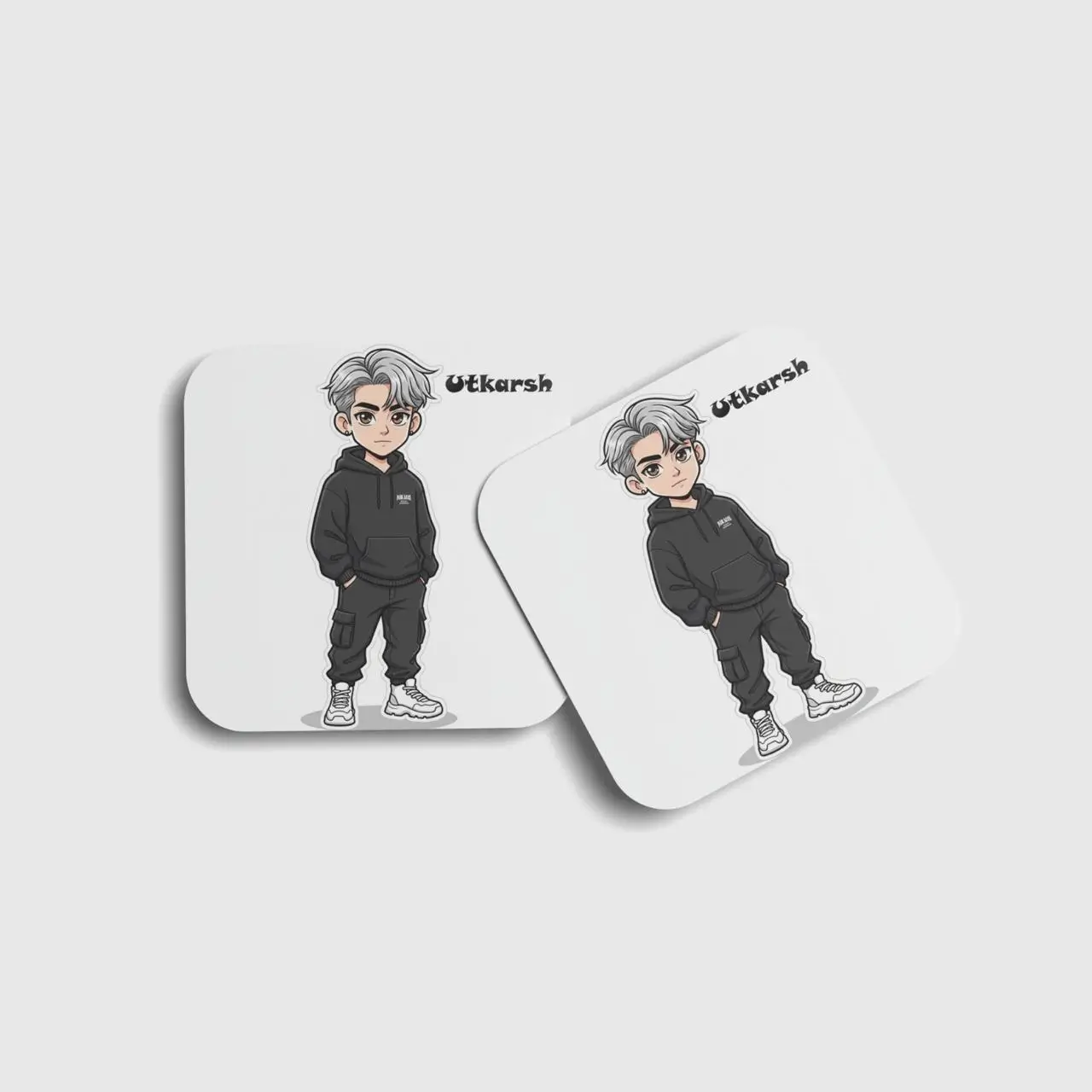 Cool Hoodie Boy Personalized Coaster (Set of 2)