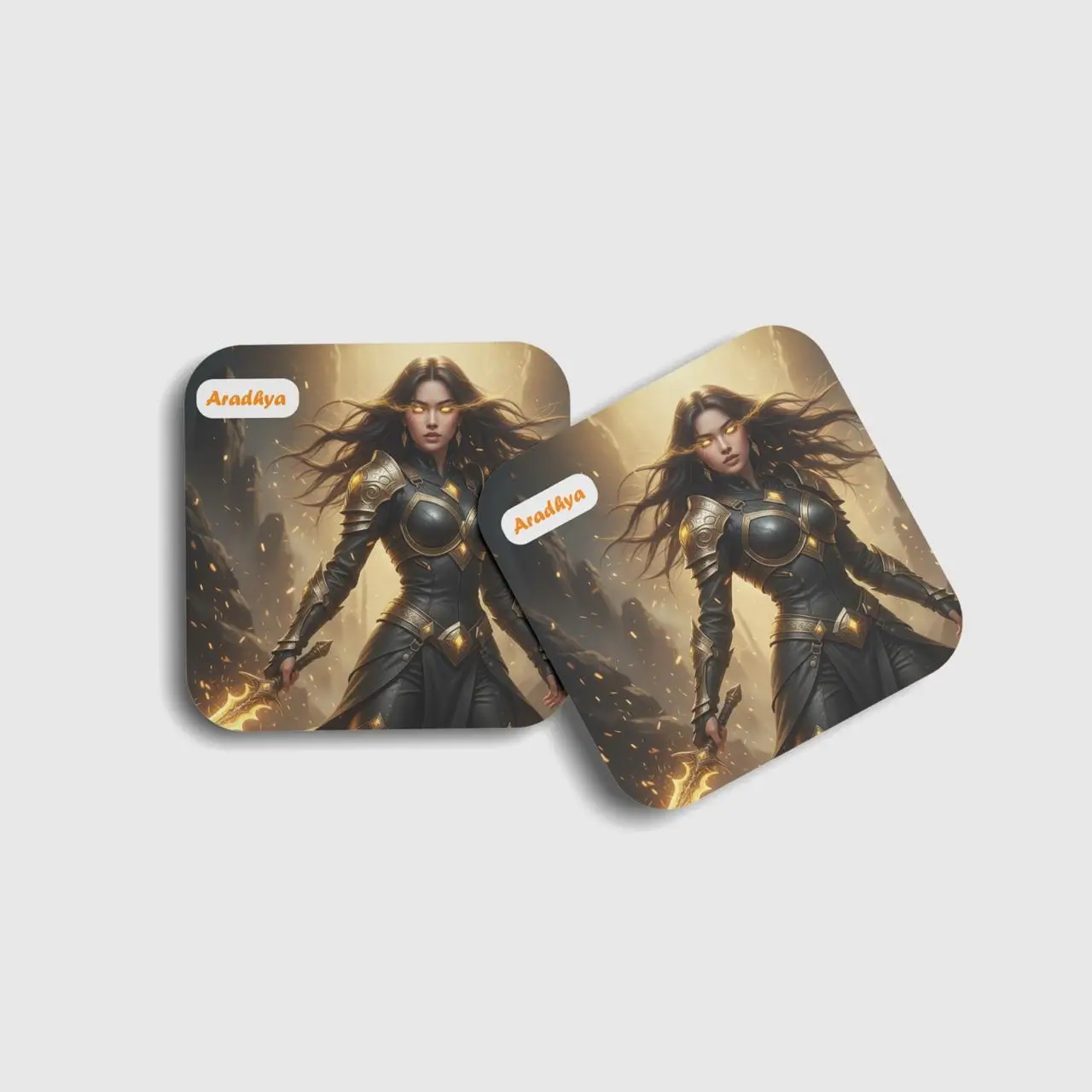 Flamebound Valkyrie Personalized Coaster (Set of 2)