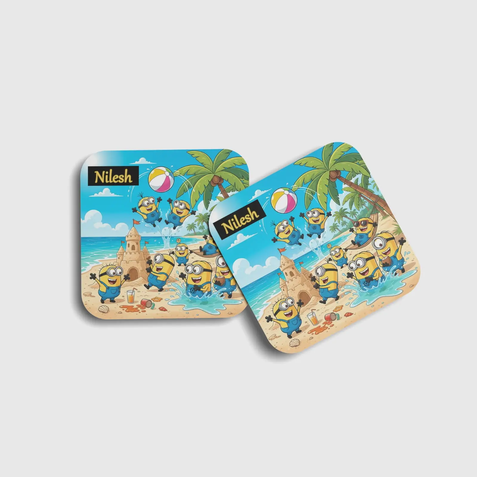 Beach Minions Personalized Coaster (Set of 2)
