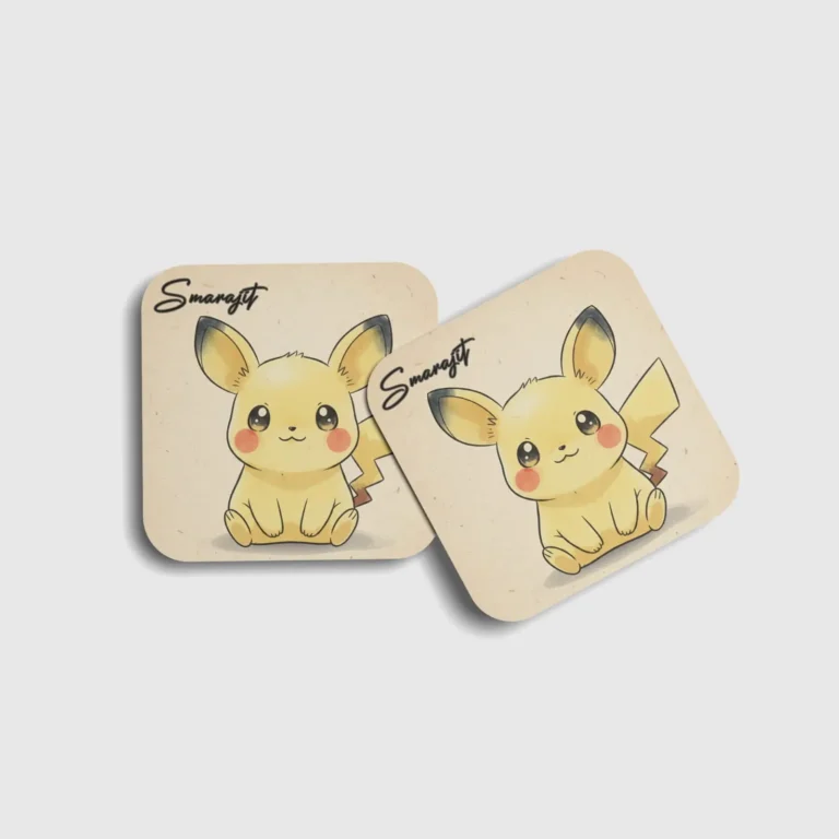 Cute Pikachu Personalized Coaster (Set of 2)