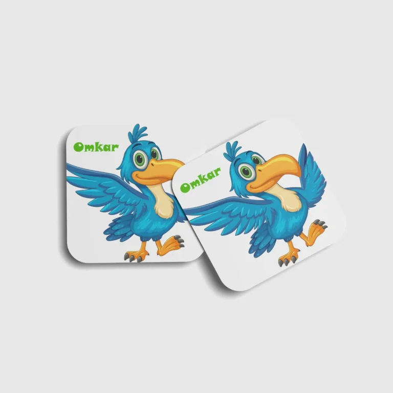 Happy Blue Birdie Personalized Coaster (Set of 2)