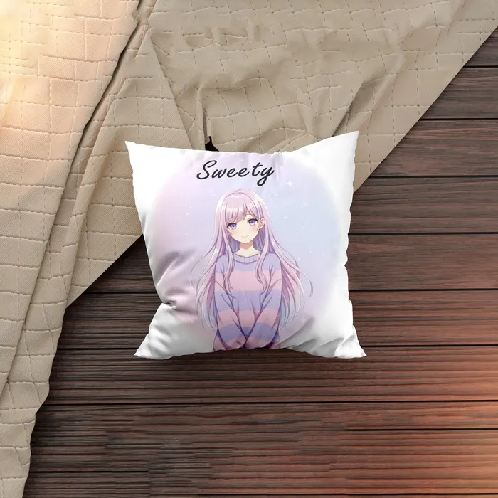 Sweet Charm Girl Personalized Square Cushion